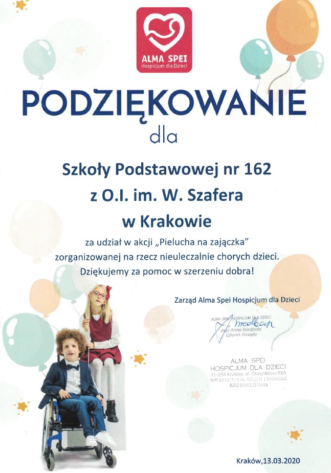 Pieluszka na zajączka 2020 – podziękowanie