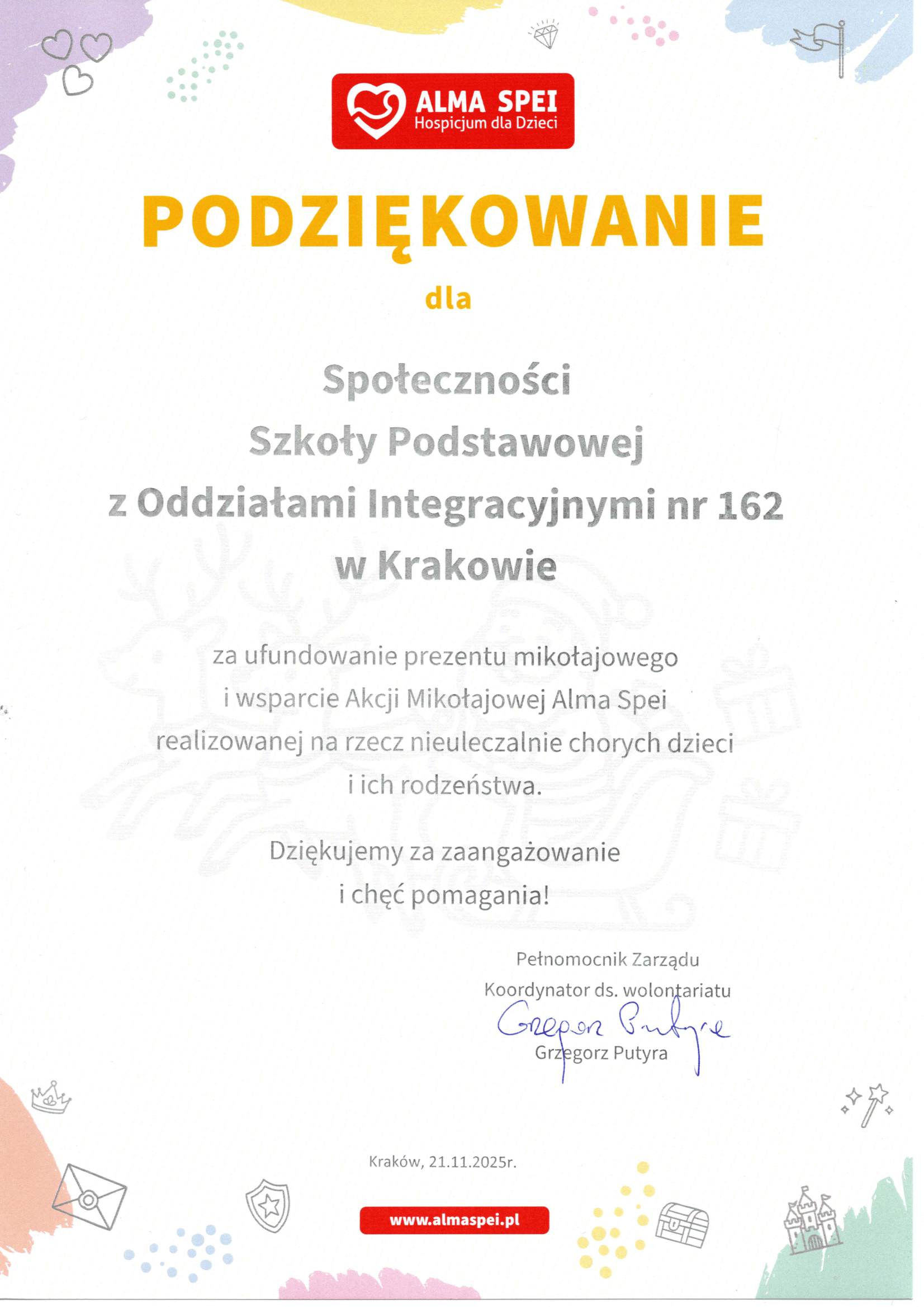 Alma Spei – podziękowanie – 2025-11-21
