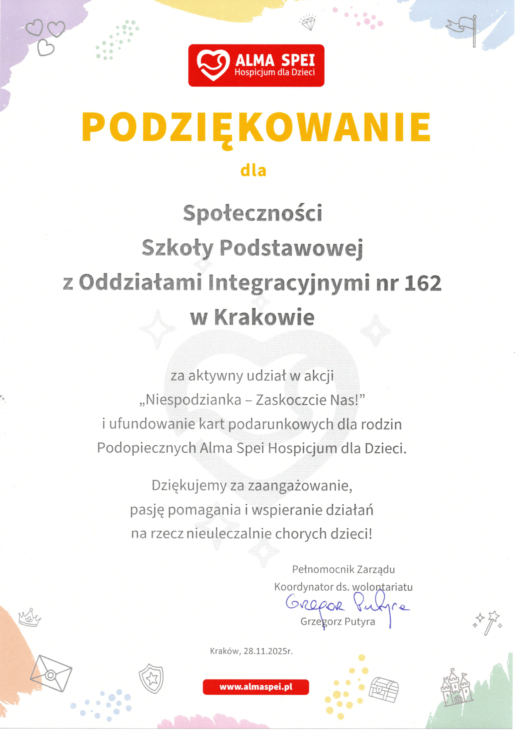 Alma Spei – podziękowanie – 2025-11-28