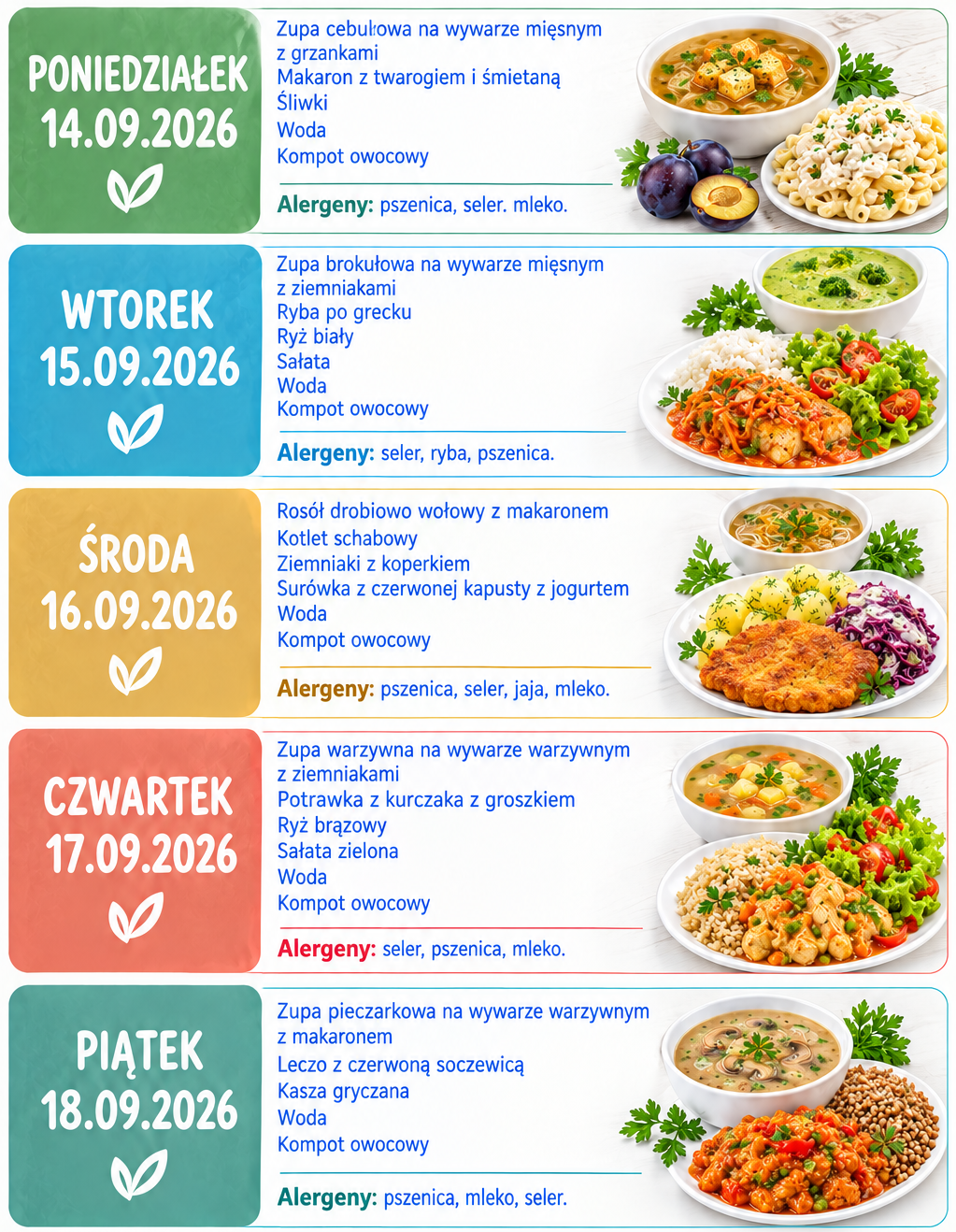 Jadłospis – 14-18.09