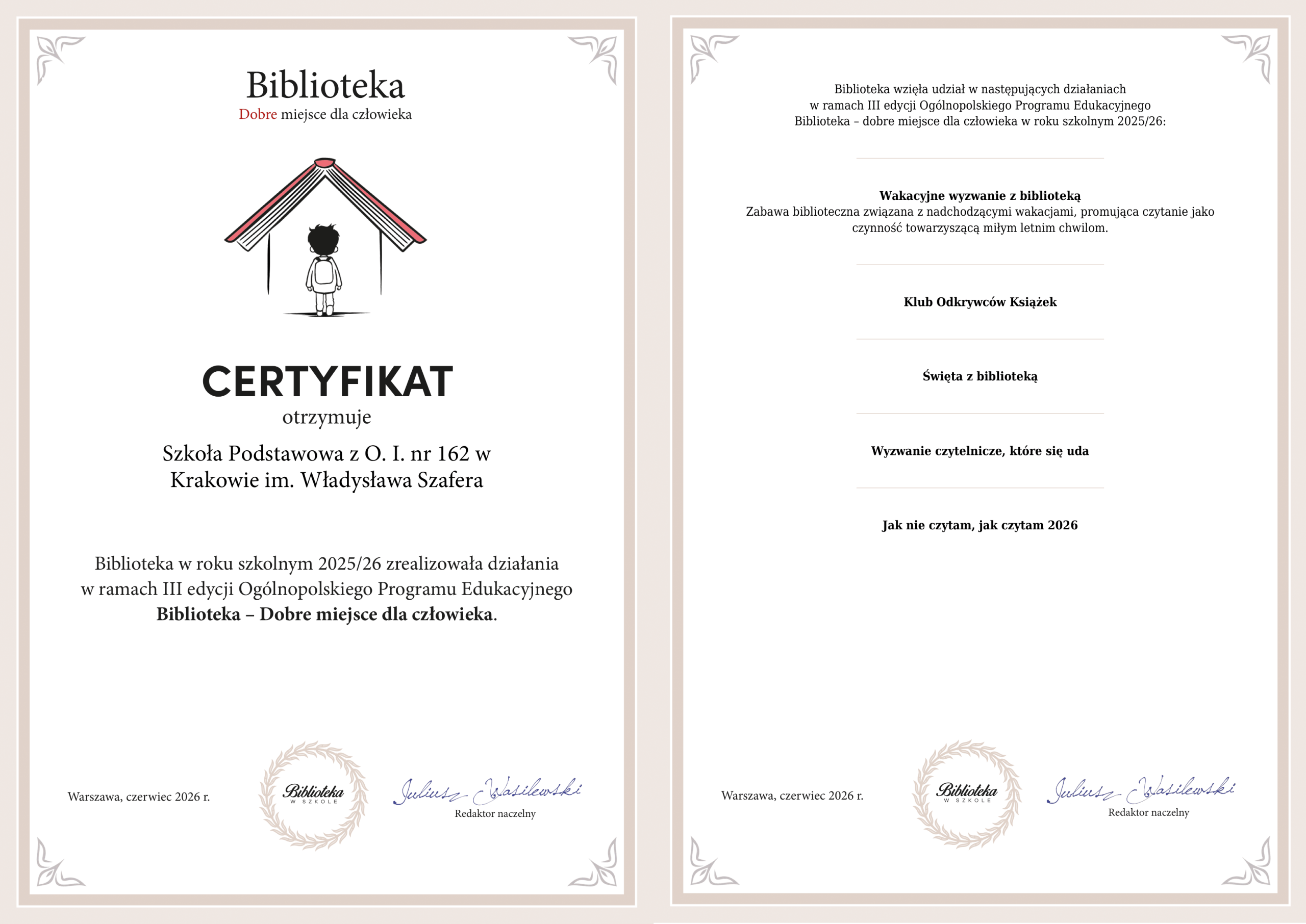 certyfikat Biblioteka dobre miejsce 202526-1
